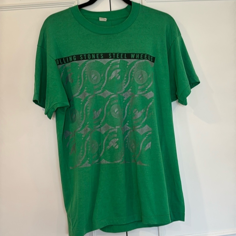 Rolling Stones Green Steel Wheels 1989 Tour Working Crew T-Shirt Size XL - Picture 7 of 7